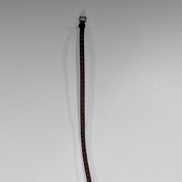 *3/$10* Pleather Skinny Belt with Stitching Brown Beige - Picture 2 of 3